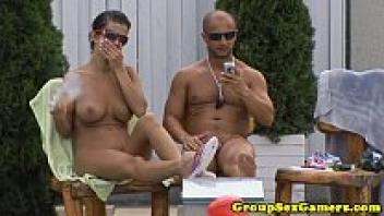 Before the bj, a Hungarian babe is seen enjoying a party game.