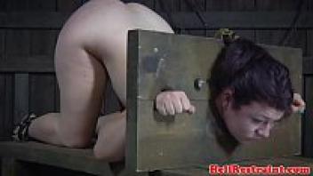 a submissive who is restrained and punished in a dungeon