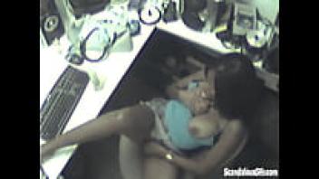 During her time at work, the black secretary fondled her pussy.