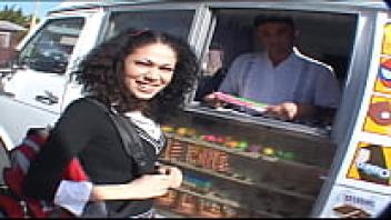 This is Summer Bailey, a slim, natural Latina girl with curly hair, who is being tricked into picking up love.