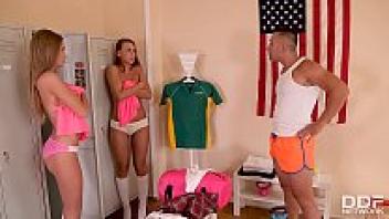 Teenage girls. The gym is the place where Ornella Morgan and Tiffany Tatum blow a big, hard cock.