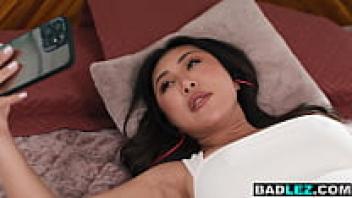 A chubby Asian babe makes a massive ass squirt while masturbating with her Chinese roommate.