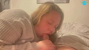 Once more, a BBW teen is sucking her boyfriend's cock!
