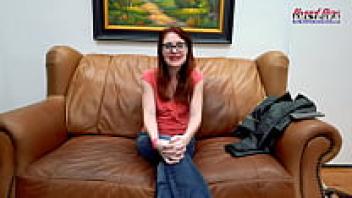 Ginger, horny and nerdy Dezi Rae receives a hard cock and finger love!