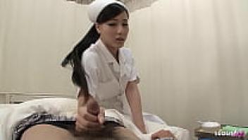 at this uncensored porn, a patient at a Japanese hospital is seduced by a slim Asian teen nurse into having deep creampie sex.