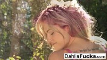 Dahlia's sexy solo outside
