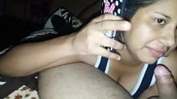 Husband speaks while she sucks.