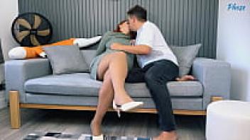 A pregnant woman becomes horny and engages in anal sex in her pantyhose and heels.