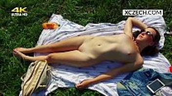 Czech girl masturbating outside