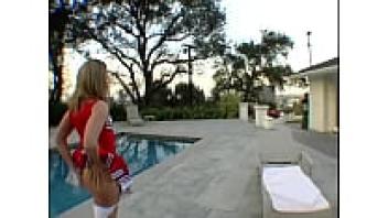 hunk spying on the sexy cheerleader.