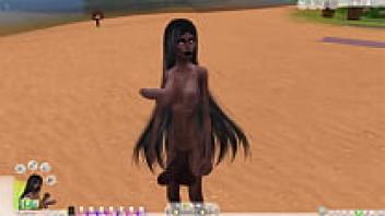 Ladyboy with huge penis and penis nipples in Sims 4
