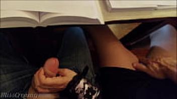 MissCreamy: Teacher jerks off a student's dick in the classroom during a university class.