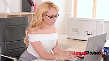 Loved in shackles on the office desk is the petite blond Natasha Teen XXX ass. GP728