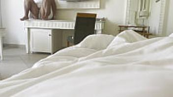 Loved stepmom in a hotel room