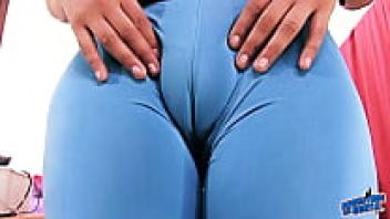 Latina Big Tits, BIG ASS Big Cameltoe Pussy Wearing G-String and Tight Spandex