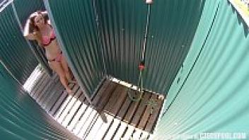 Long-haired teenager coughed in the shower.