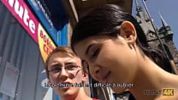 HUNT4K. Nerdy cuckold obediently watches his girlfriend’s cock with a stranger.