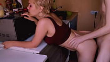 His hot come filled her tiny tongue.