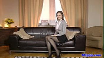 Beautiful European adolescent sucking in POV.