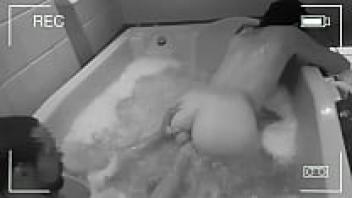 The Hotel Jacuzzi's surveillance camera with Latina Cum inside