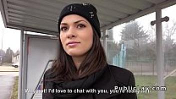 Hungarian beauty from bangs in public