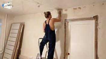 The employee worked with her pussy while wearing a large cumshot on her face, and she failed to complete the task on time.