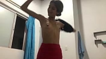 The whole story of how my attractive stepsister enters my room, sees me masturbating, and offers to help