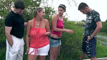 PUBLIC: A public orgy on a freeway overpass featuring a girl with a large breast