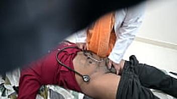 During the examination, the doctor assists the patient in cumming.