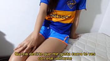 When wearing a uniform, my step-sister, who has lovely 18 tits, strips naked and shows me her ass. We make love.