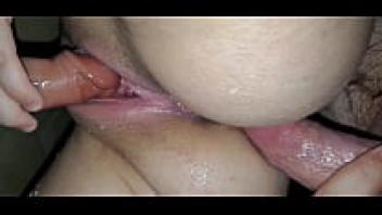 In the shower, the hotwife DP teases her big cock friend first.