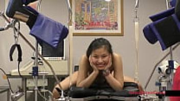 Raya Nguyen, a bratty Asian girl, receives her first gynecological examination with a speculum exclusively at GirlsGoneGyno Reup from Dr. Tampa.