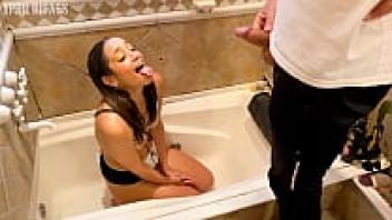 My stepfather's deep throat, bath of urine, and his urination -RED VIDEO FULL-