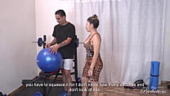 The gym guy has a big cock for my tight pussy, but he's a little shy.