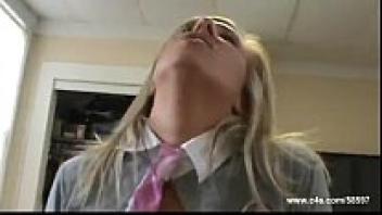 Smoking by a busty blonde stepdaughter