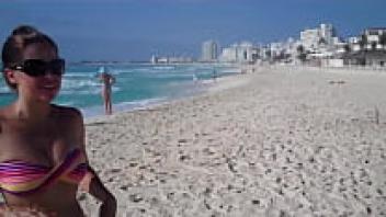 At the beach, seductive