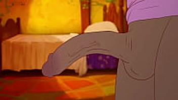 Megumin is begging a black man to love her while standing next to objects, fully nude! God's blessings on this amazing KonoSuba hetai cartoon parody! 2025