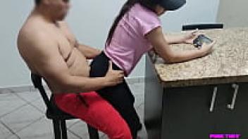 Sitting on my lap, my stepdaughter wanted to play.