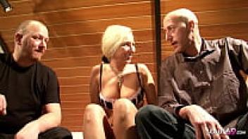 Jenny, the wife of German Huge Tits, had her first MMF threesome with her husband and a stranger.