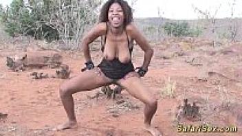 Backseat adored African safari chick