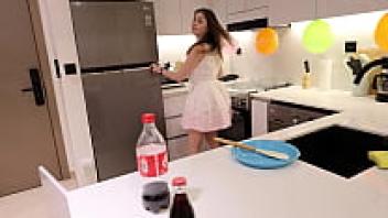 After my friend's birthday, I adored his mother in the kitchen.