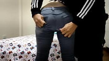 My step-sister asks me to assist her in taking off her too-tight jeans.