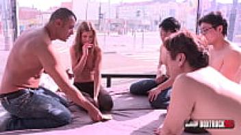 Lovely In public, Sarah Kay receives a cum shot on her large ass.