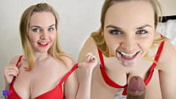 Brother Cum is assisted by the step-sister.