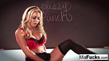 Sexy solo in the classroom with Mia Lelani and her enormous tits