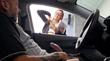 Dangerous public masturbation for a street hottie!
