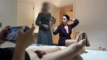 While my husband unwinds and flaunts his cock, my stepmother and I are preparing dinner. CFNM