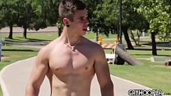 For us, KH, the attractive boy, strips and masturbate.