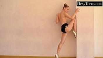 The attractive Russian gymnast Anna Mostik