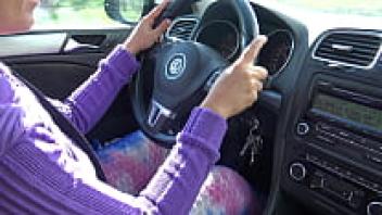 When her kinky husband flashes his enormous cock to her in the car, the Turkish Muslim wife becomes upset.